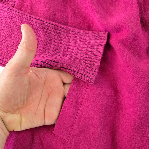 Y2K Magenta Pink Studio Works Woman Fuchsia Suede Knit Sleeve Jacket Size 16W - Picture 5 of 8